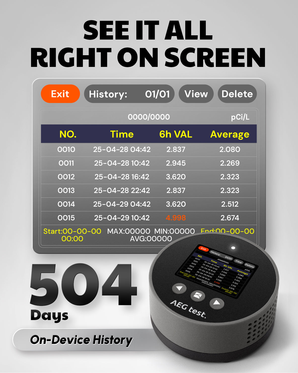 HOUND-1085 Radon Detector (Grey)