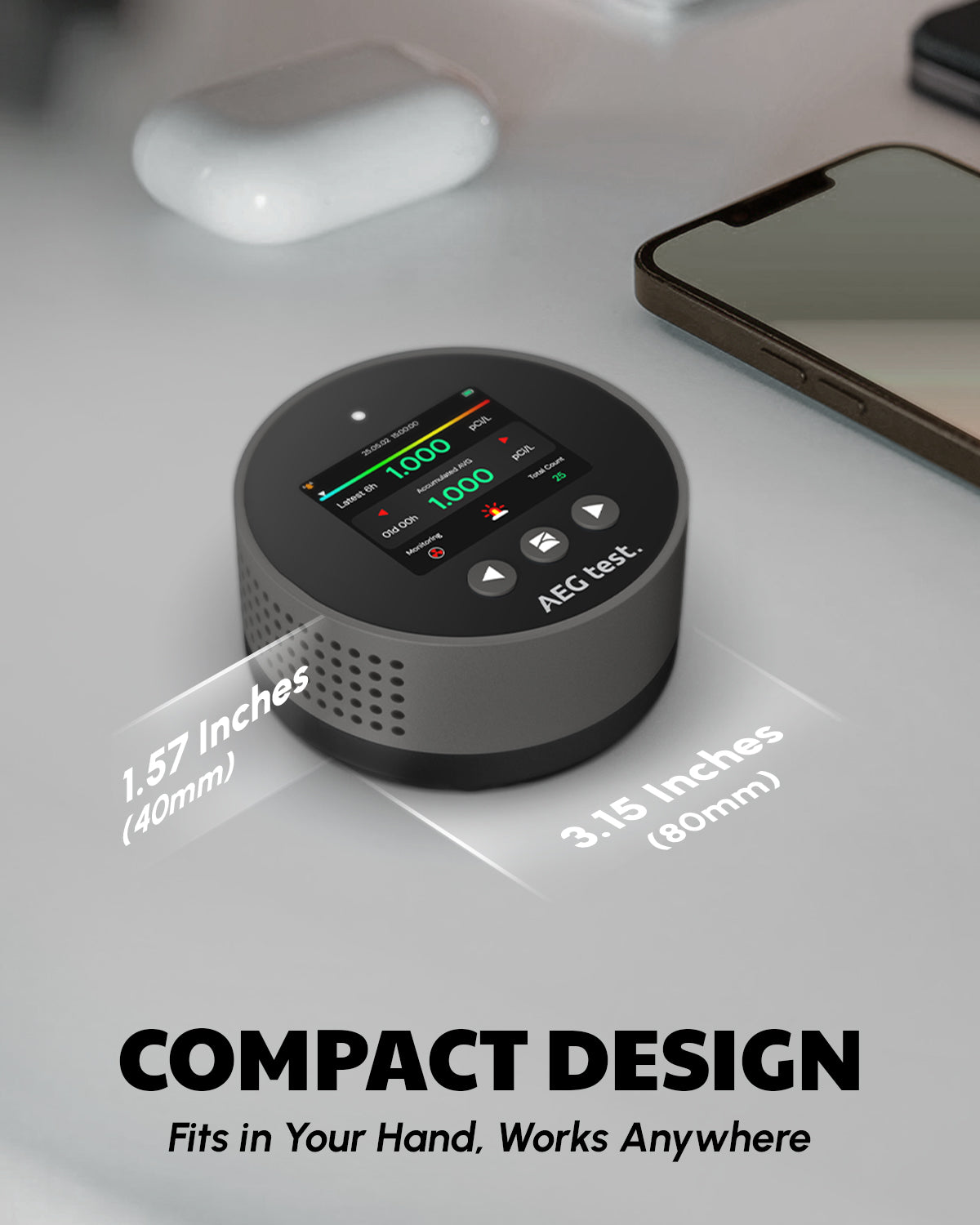 HOUND-1085 Radon Detector (Grey)